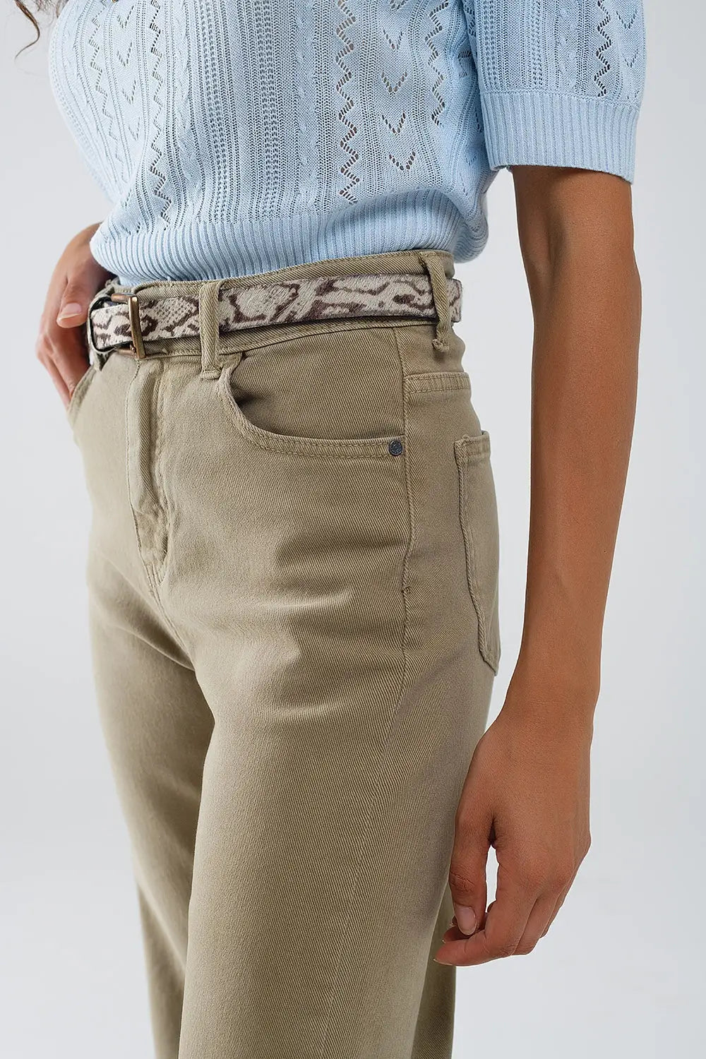 High rise slouchy mom jeans in beige - Jeans