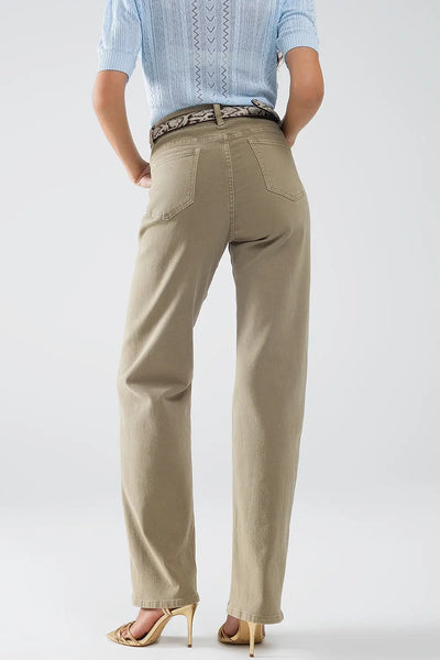 High rise slouchy mom jeans in beige - Jeans
