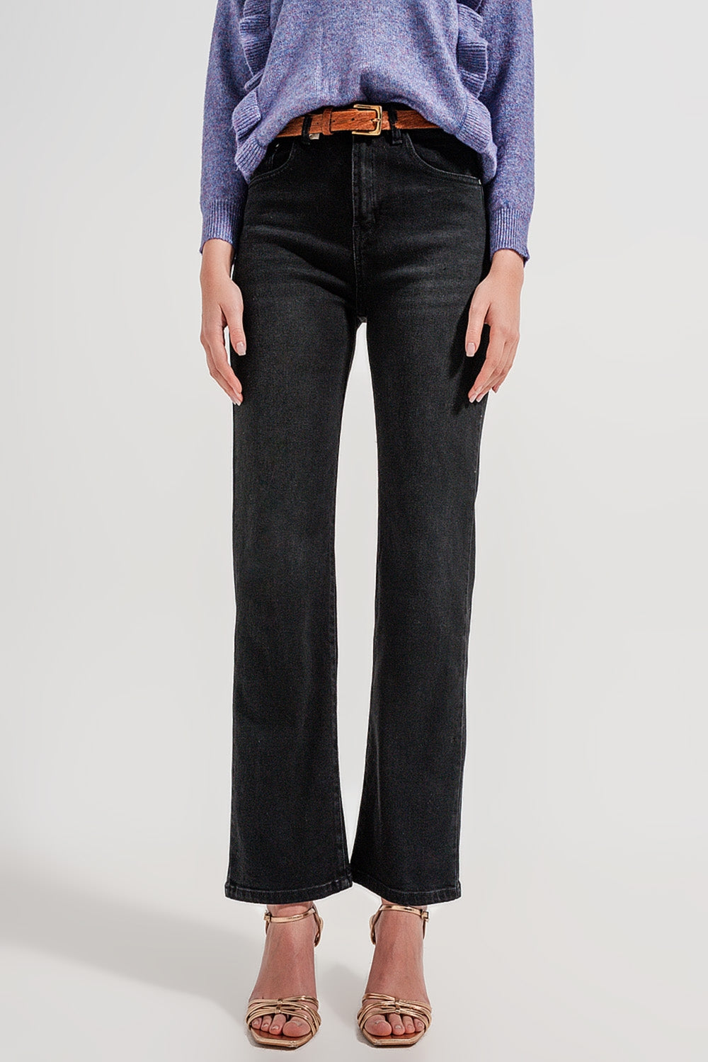 high rise slouchy mom jeans in black