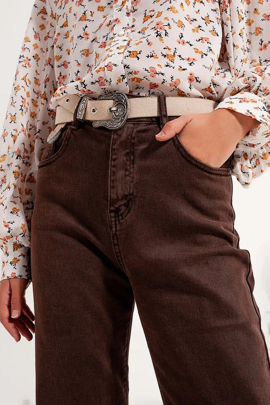High rise slouchy mom jeans in chocolate - Jeans