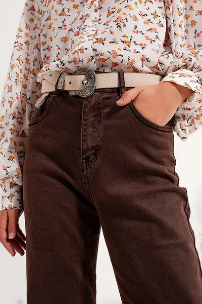 High rise slouchy mom jeans in chocolate - Jeans