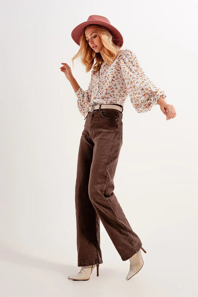 High rise slouchy mom jeans in chocolate - Jeans