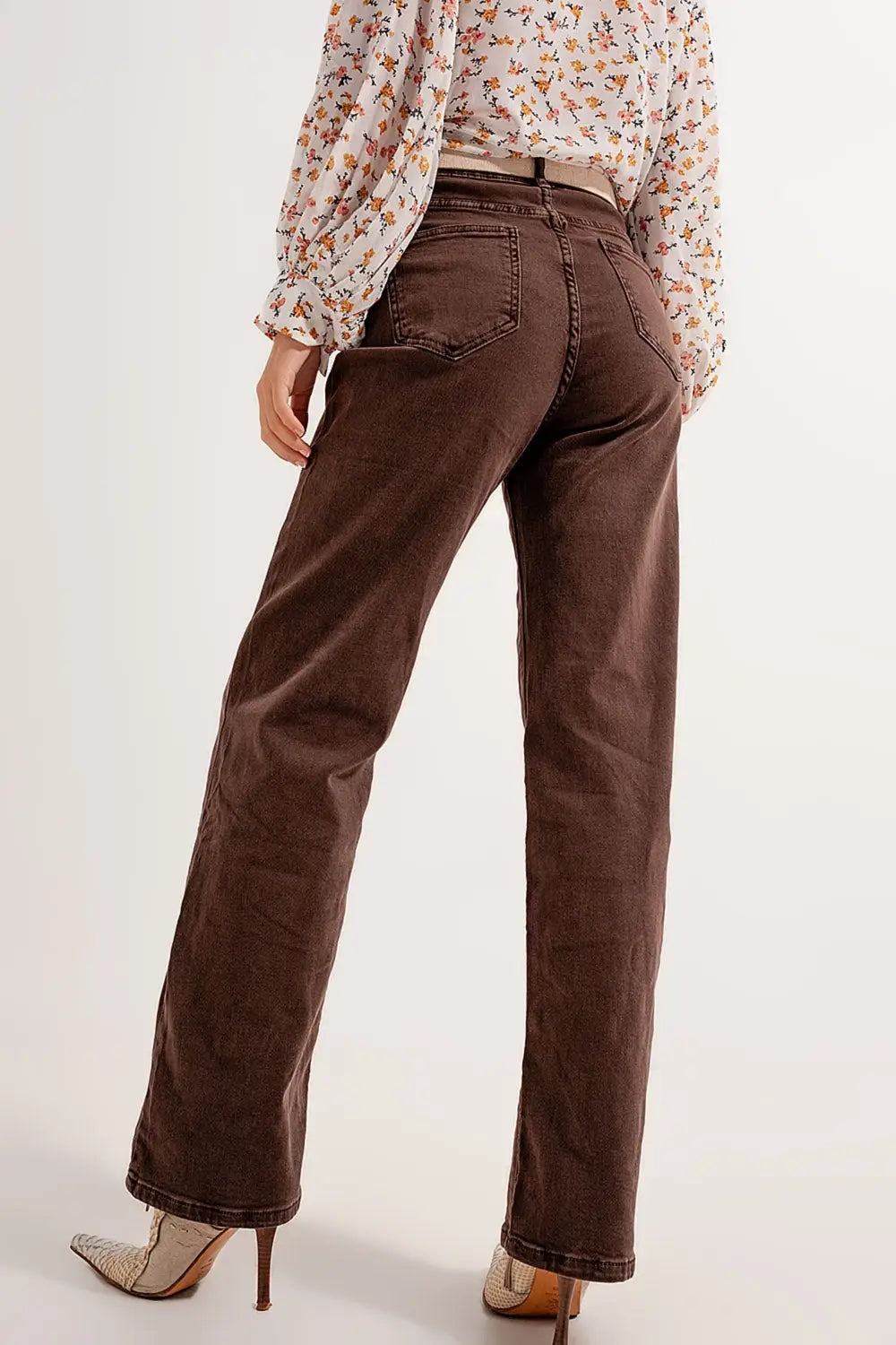 High rise slouchy mom jeans in chocolate - Jeans