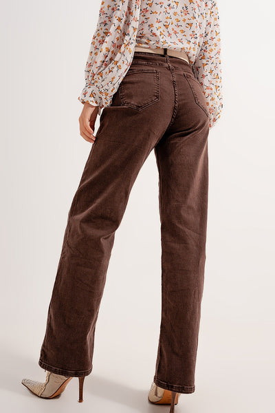 High rise slouchy mom jeans in chocolate