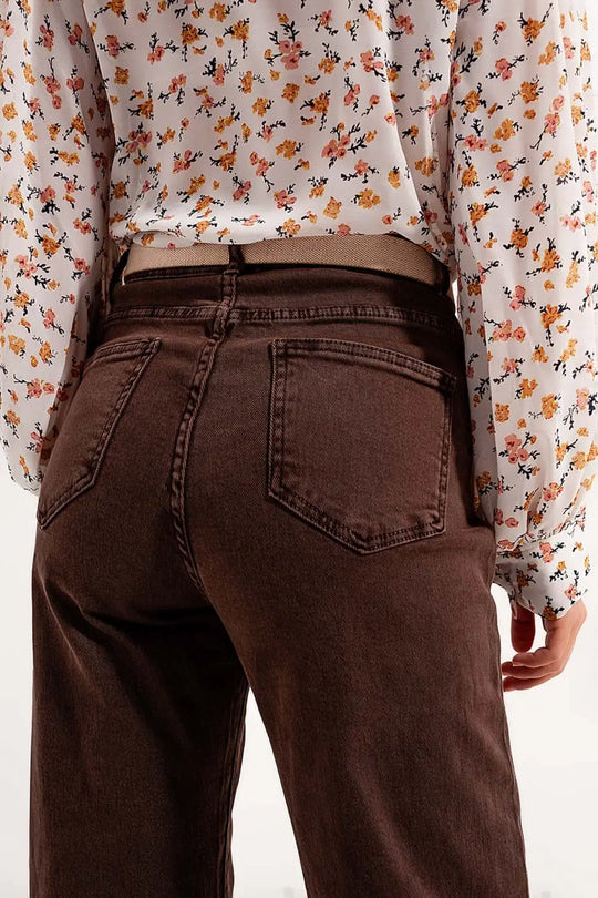 High rise slouchy mom jeans in chocolate - Jeans