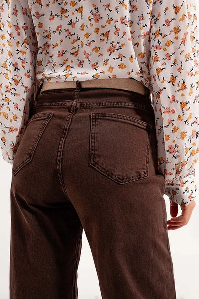 High rise slouchy mom jeans in chocolate - Jeans