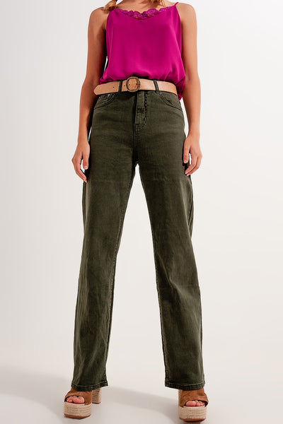 high rise slouchy mom jeans in green