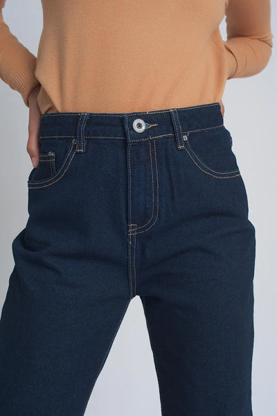 High rise straight cut jeans in dark blue - Jeans