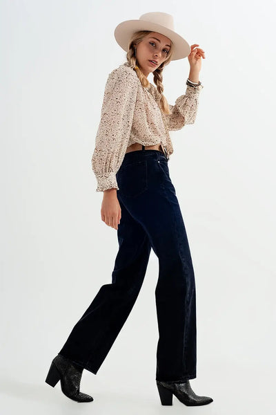 high rise straight jeans in washed black - Jeans