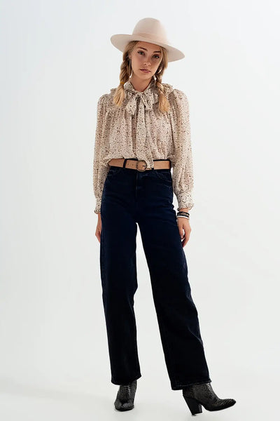 high rise straight jeans in washed black - Jeans