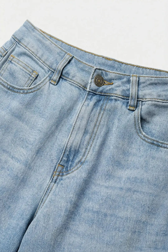 High-Rise Wide-Leg Denim in Light Blue Wash - Jeans