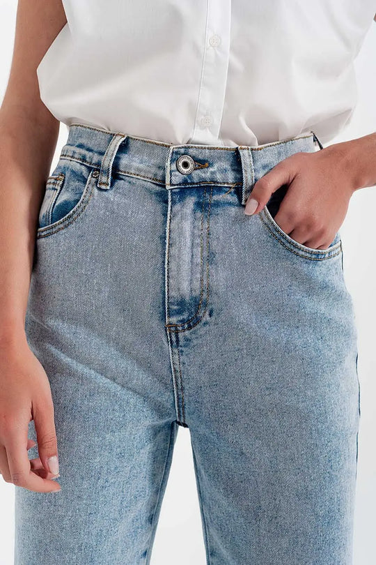 High rise wide leg jeans in bleach wash - Jeans