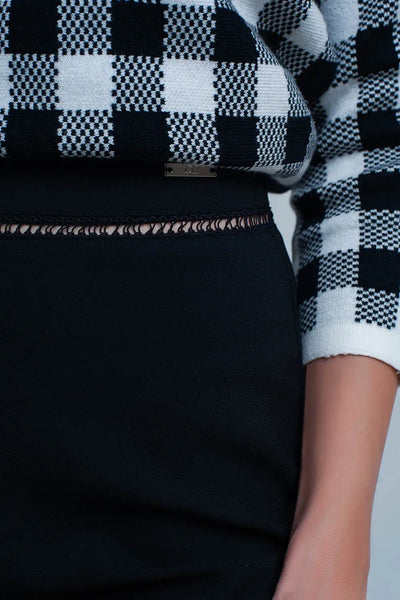 High waist black short with lace detail - Pants