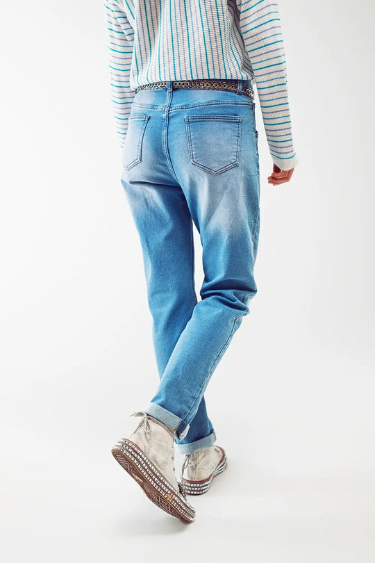 High waist button detail mom jeans - Jeans