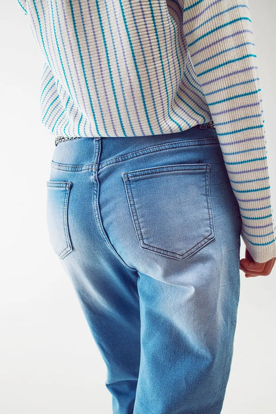 High waist button detail mom jeans - Jeans