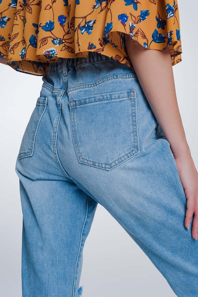 high waist mom jeans with button front