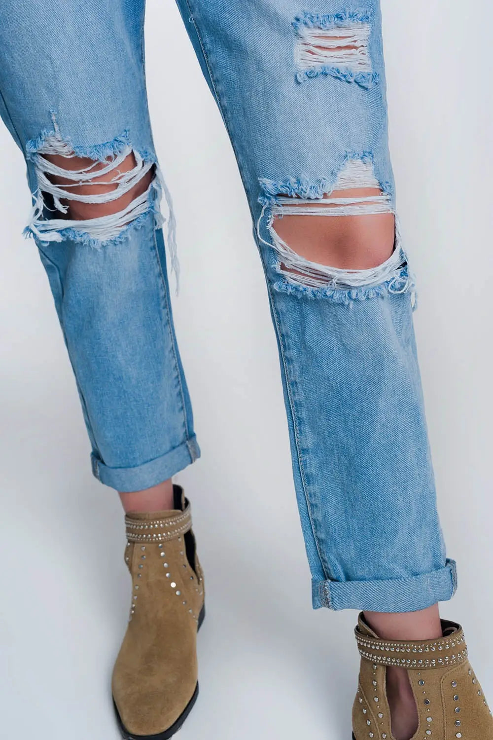high waist mom jeans with button front - Jeans