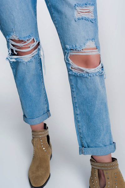 high waist mom jeans with button front