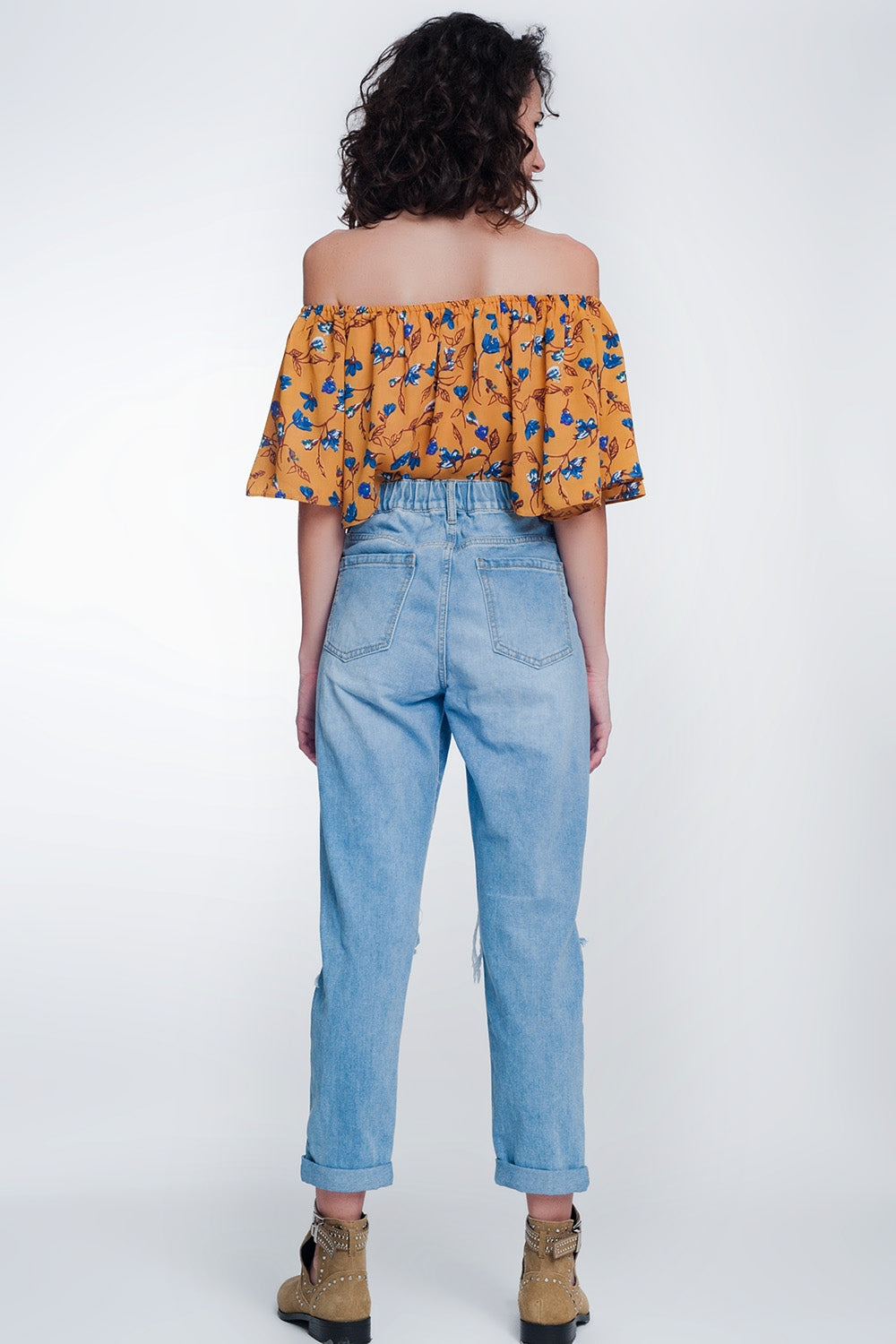 high waist mom jeans with button front