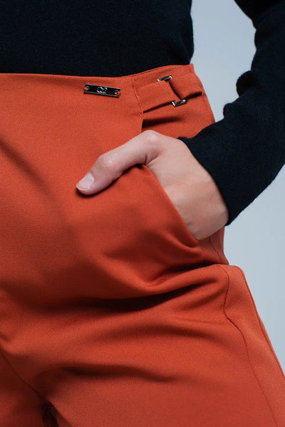 High waist orange shorts - Pants