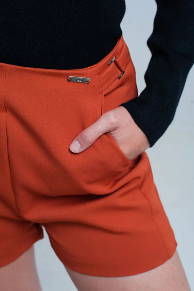 High waist orange shorts - Pants