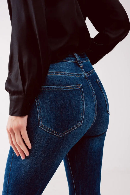 High waist ripped skinny jeans in midwash blue - Jeans