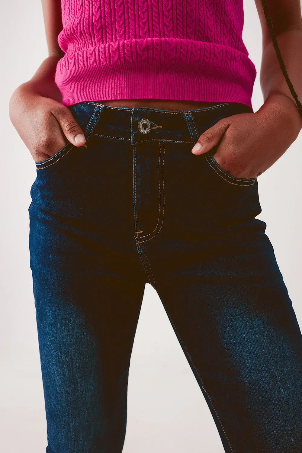 High waist skinny jeans in dark wash blue - Jeans