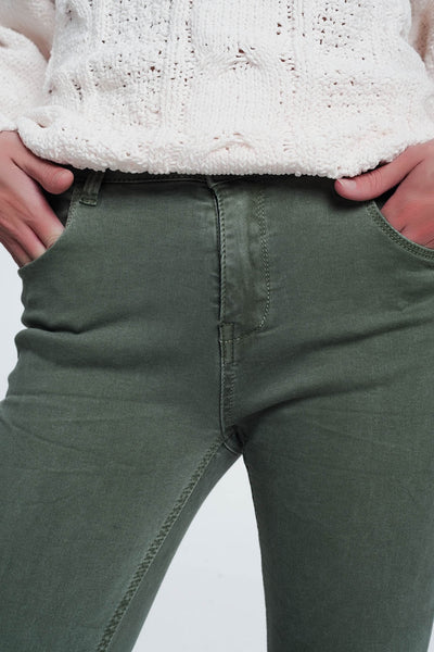 High waisted skinny jeans in green