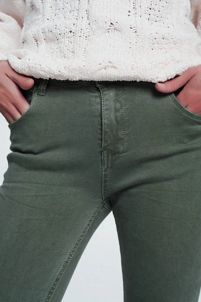 High waisted skinny jeans in green - Jeans