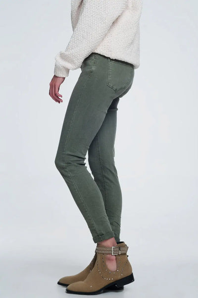 High waisted skinny jeans in green - Jeans