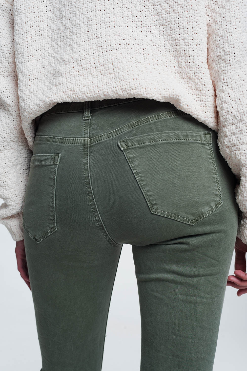 High waisted skinny jeans in green