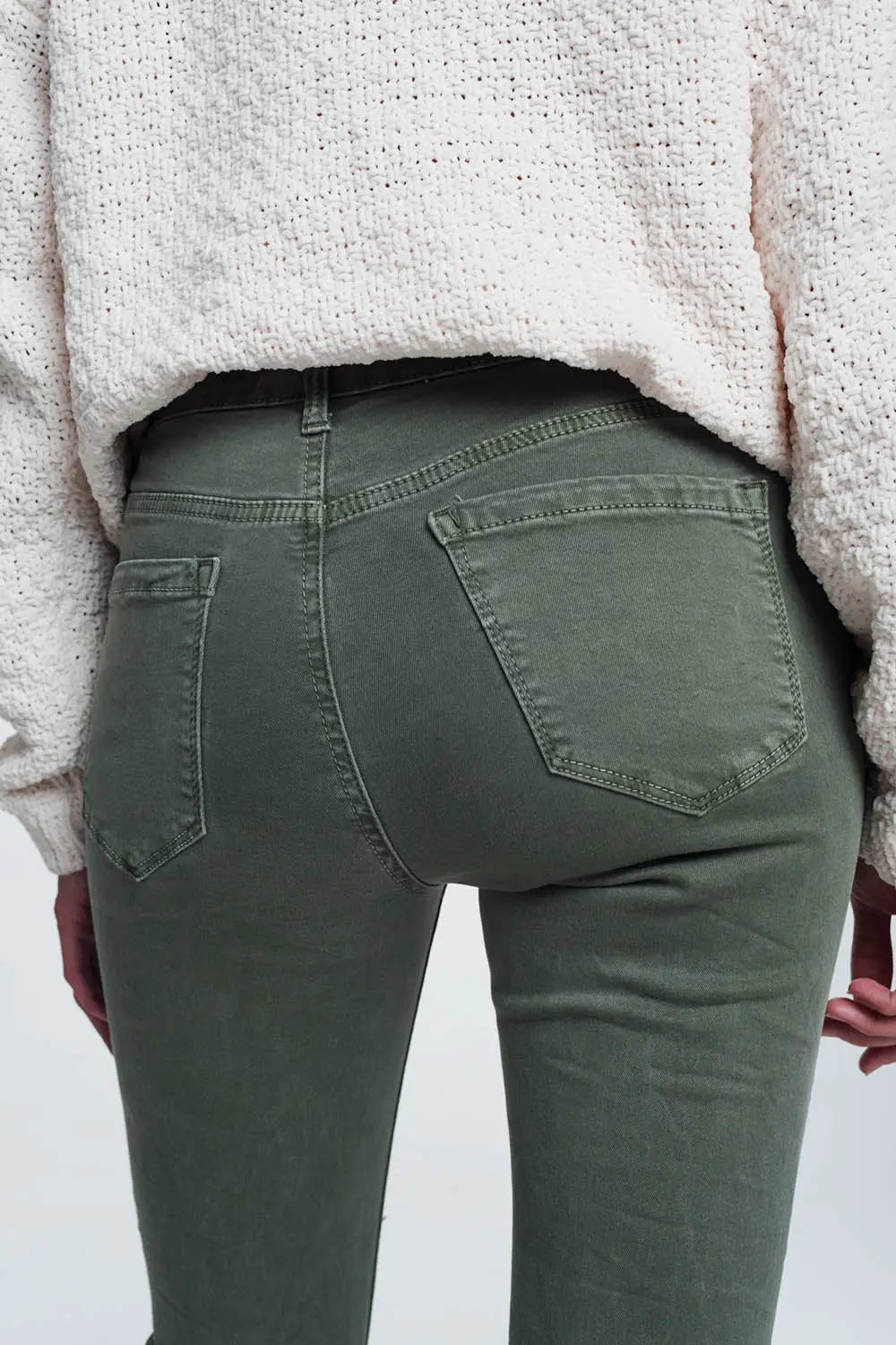 High waisted skinny jeans in green - Jeans