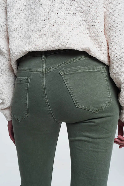 High waisted skinny jeans in green - Jeans