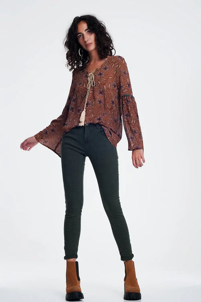 high waist skinny jeans in Khaki - Jeans