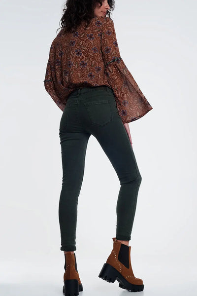 high waist skinny jeans in Khaki - Jeans