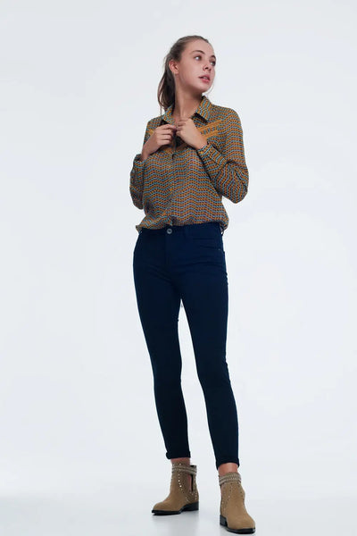 high waist skinny jeans in navy - Jeans