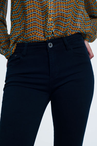 high waist skinny jeans in navy