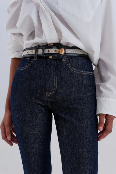 High waisted basic jean in dark blue - Jeans
