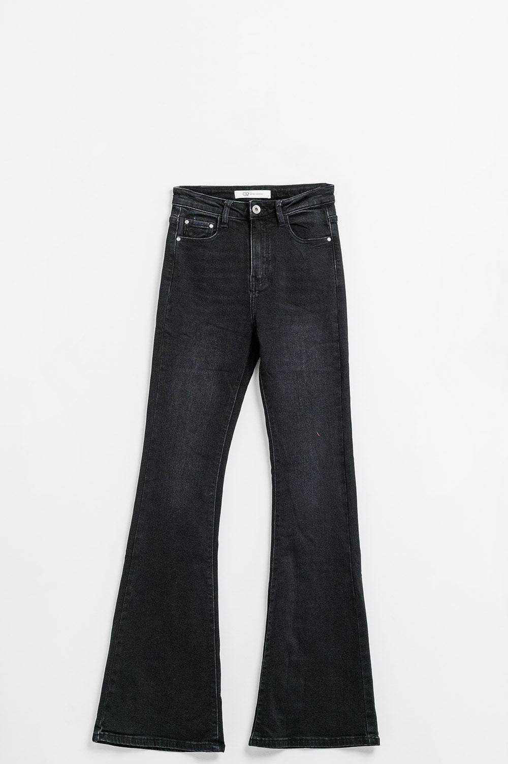 Q2 High waisted flare jeans in black