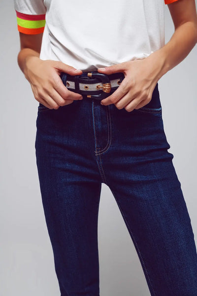 High Waisted Flared Jeans In Dark Wash - Jeans