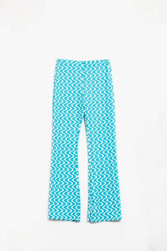 High waisted flared pants in blue 70s - Pants
