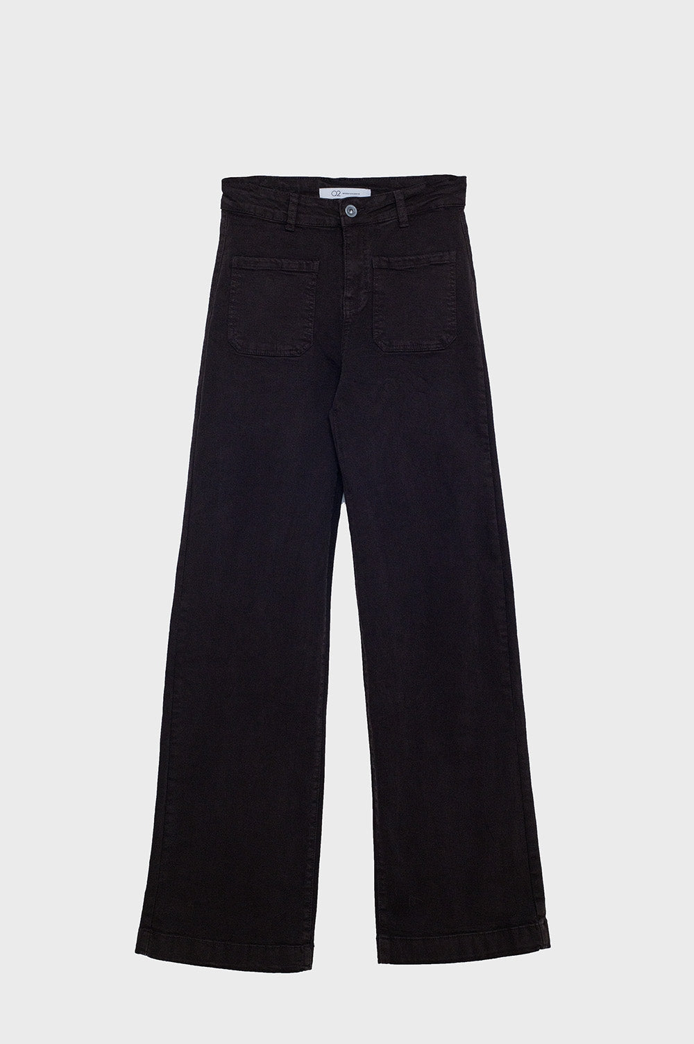 high waisted front pockets flare jeans in dark brown