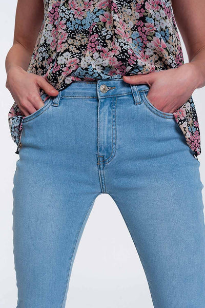 High-waisted jeans with glitter