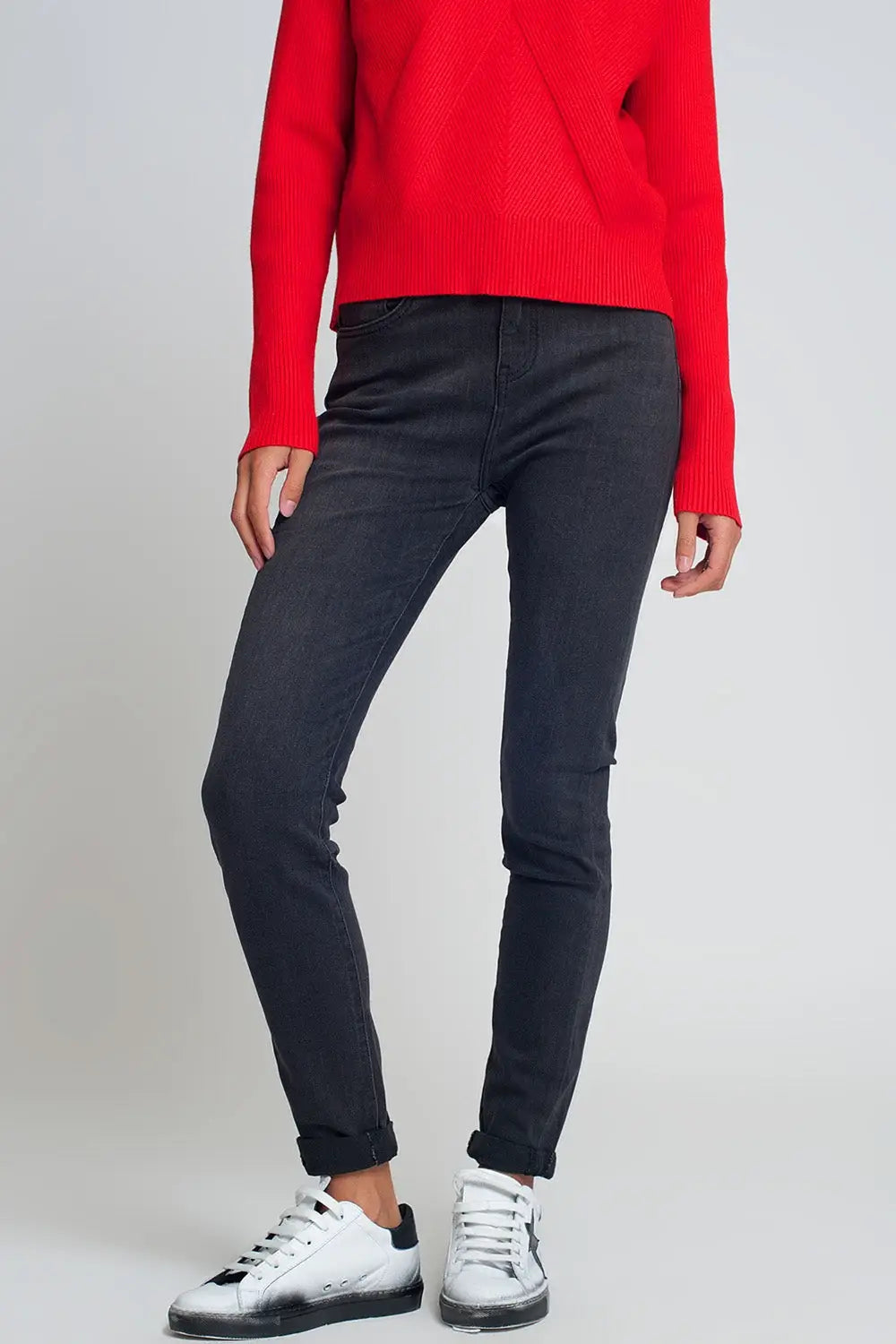 High waisted skinny jeans in black - Jeans