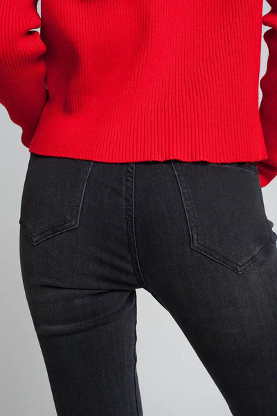 High waisted skinny jeans in black - Jeans