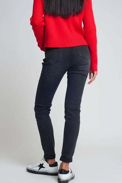 High waisted skinny jeans in black - Jeans