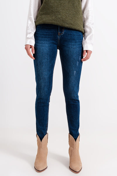 Q2 High waisted skinny jeans in blue wash