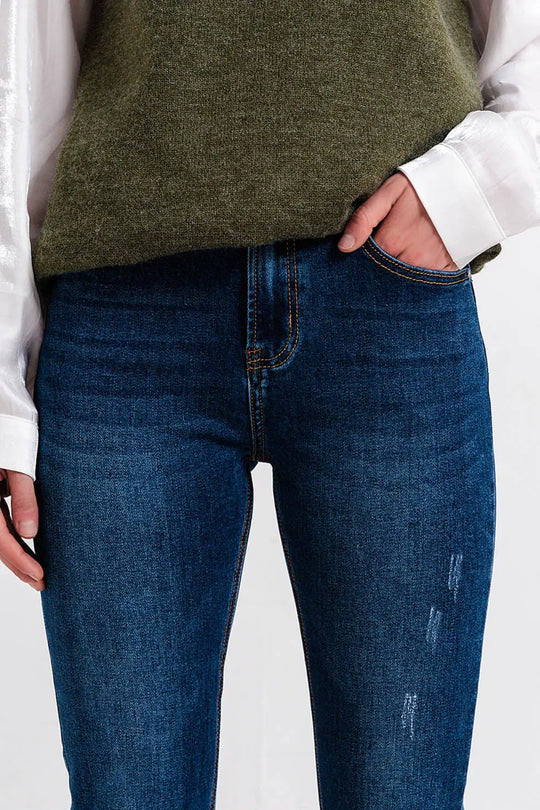 High waisted skinny jeans in blue wash - Jeans