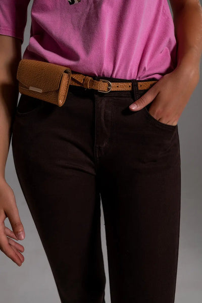 High waisted skinny jeans in brown - Jeans