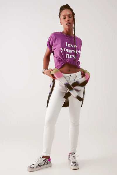High waisted skinny jeans in cream - Jeans